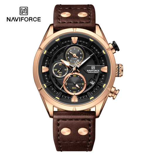 Naviforce 8045 Charlie Chronograph Men Watch - Coffee-Brown