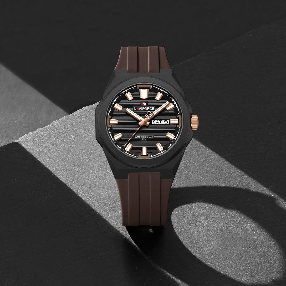 Naviforce 9279 Expenditure Men Watch - Coffee-Brown