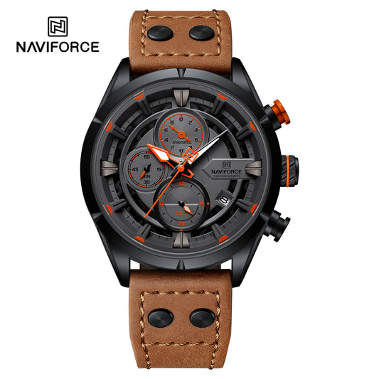 Naviforce 8045 Charlie Chronograph Men Watch - Light Brown