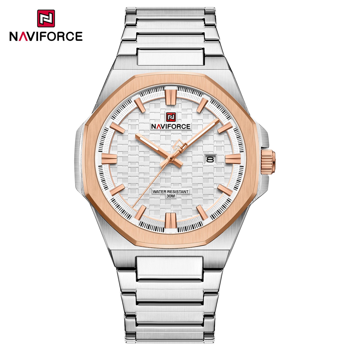 Naviforce 9245 Rio Quartz Men Watch - Silver RoseGold