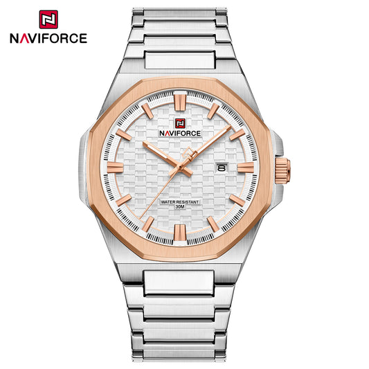 Naviforce 9245 Rio Quartz Men Watch - Silver RoseGold