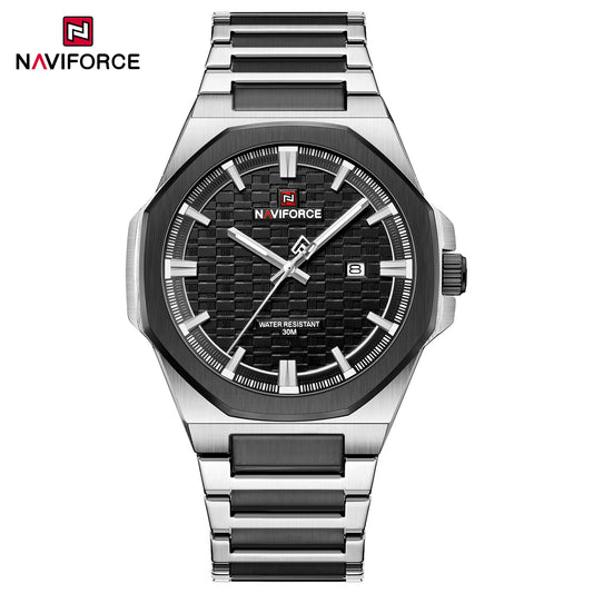 Naviforce 9245 Rio Quartz Men Watch - Silver Black