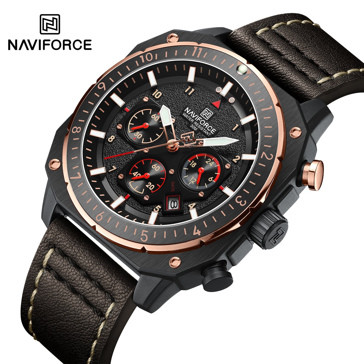Naviforce NF8057 Chronomaster Men Watch - Coffee-Brown