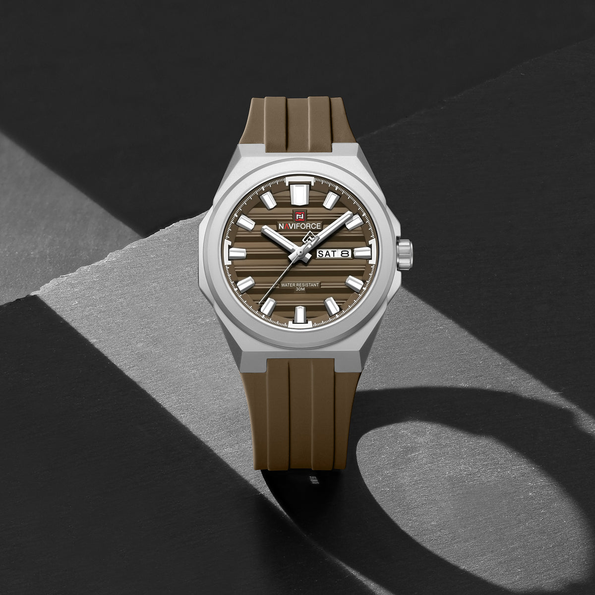 Naviforce 9279 Expenditure Men Watch - Brown Silver