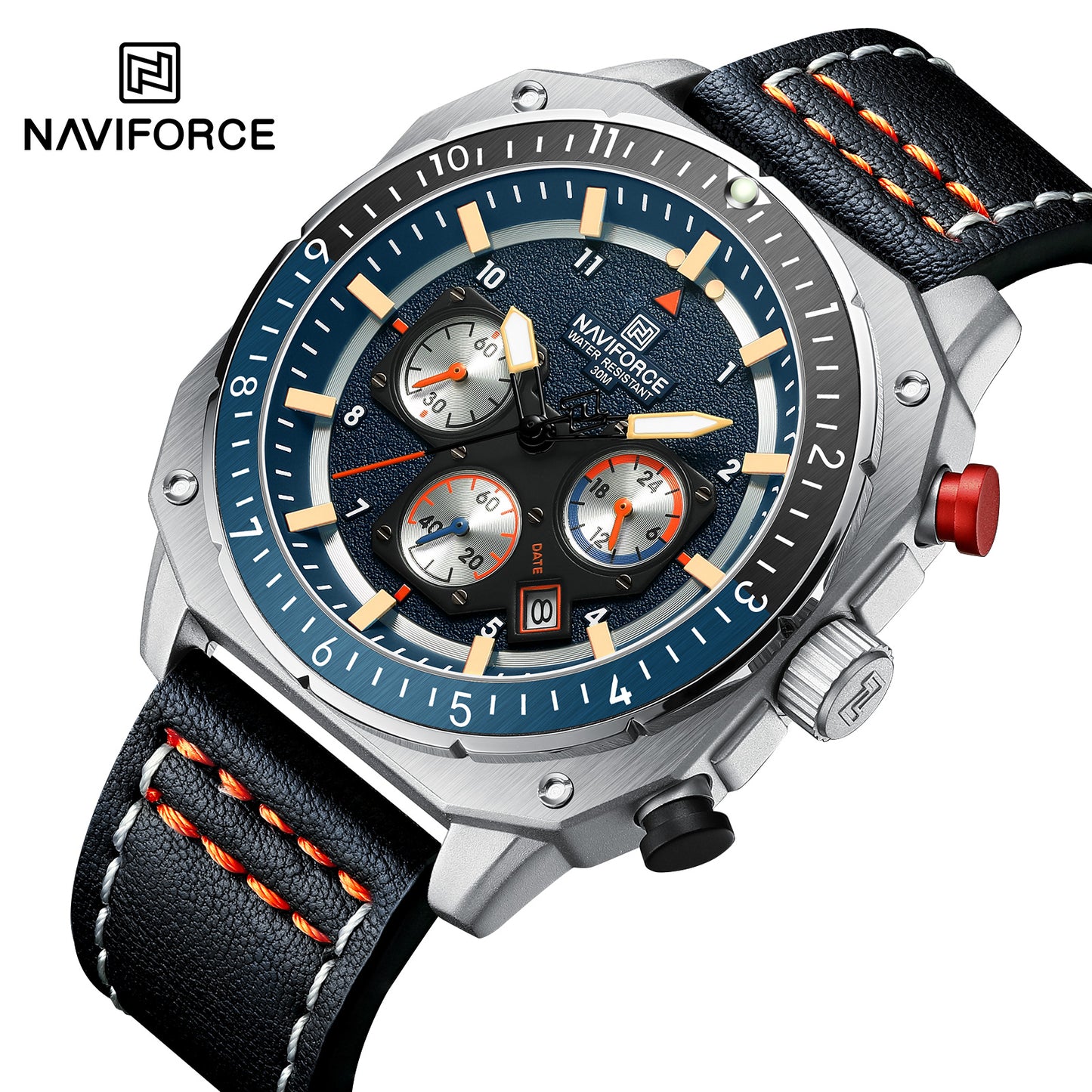 Naviforce NF8057 Chronomaster Men Watch - Silver Blue