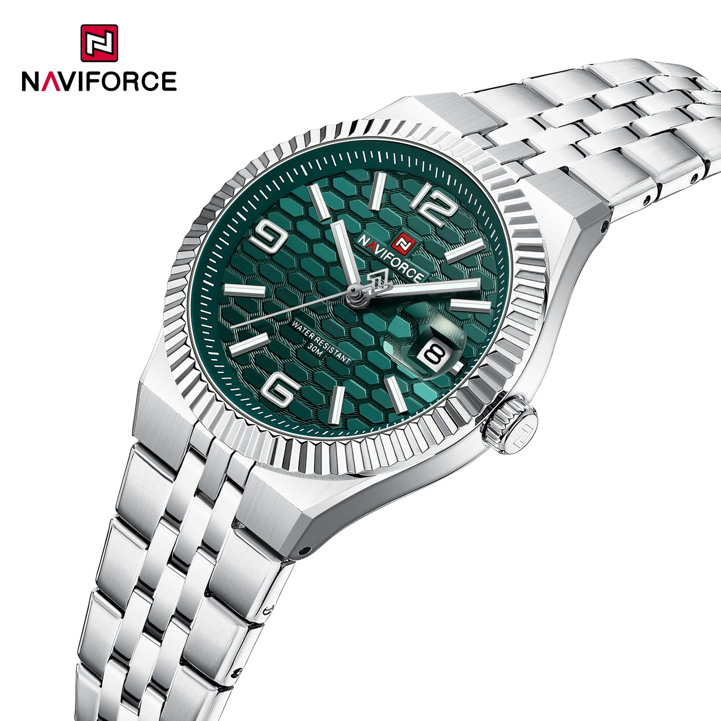 Naviforce 5079 Lotus Woman Watch - Silver-Green
