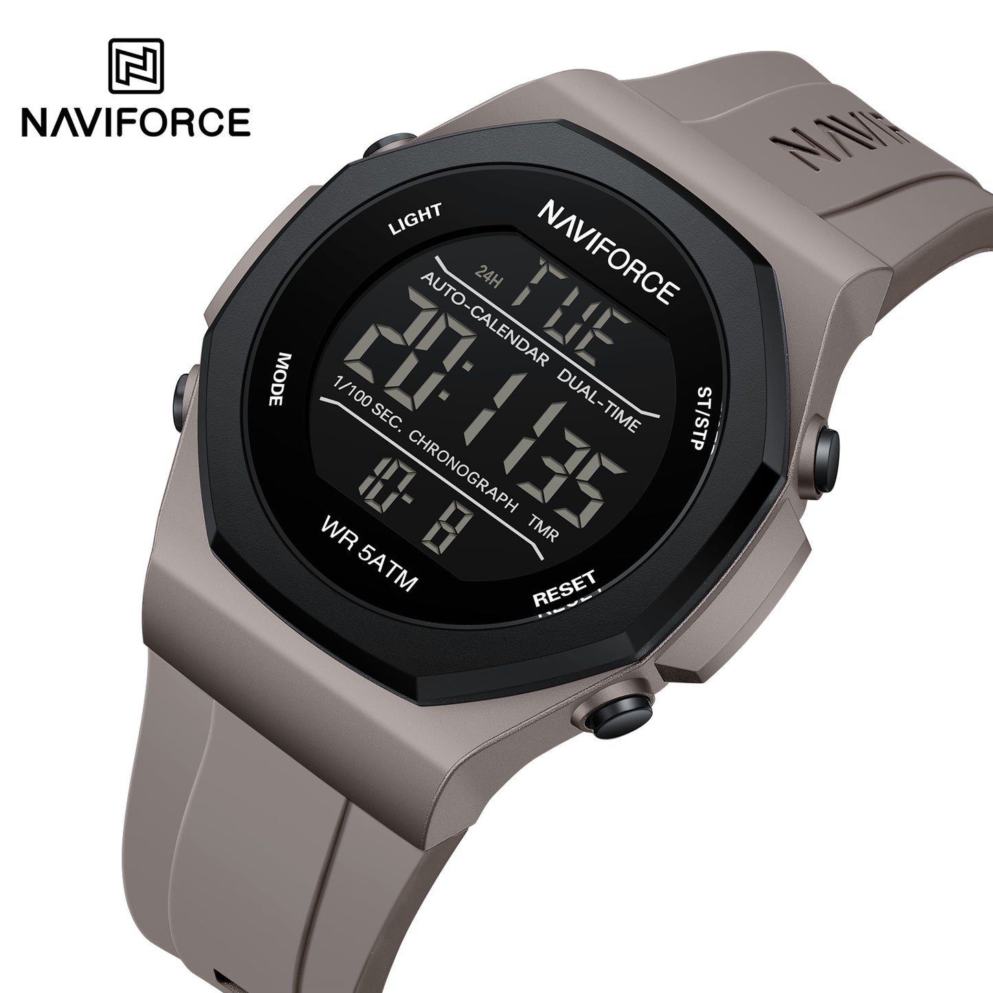 Naviforce NF7117 Volda Digital Men Watch - Light Grey