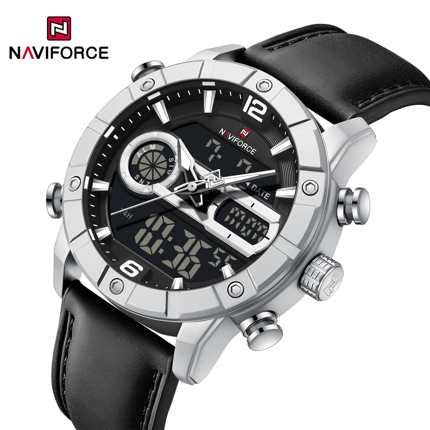 Naviforce 9263 CrossTime Edition Men Leather Watch - Black