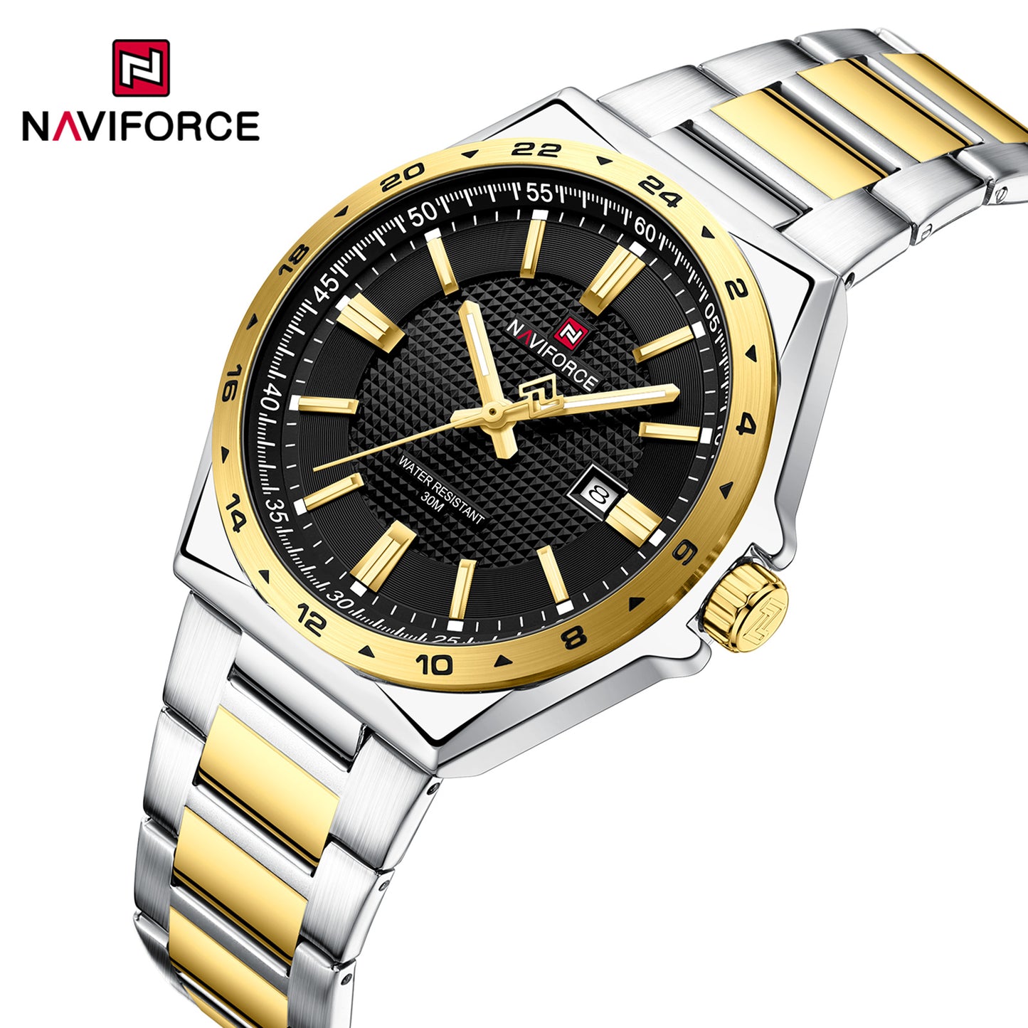 Naviforce 9266 Brandon Men Watch - Silver-Black Gold