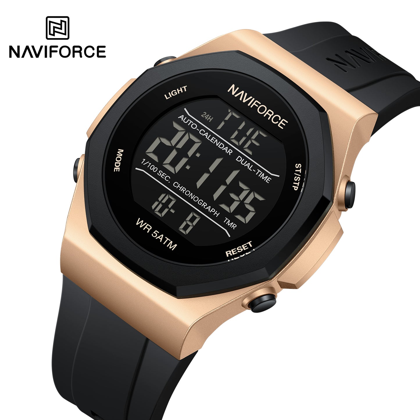 Naviforce NF7117 Volda Digital Men Watch - RoseGold Black
