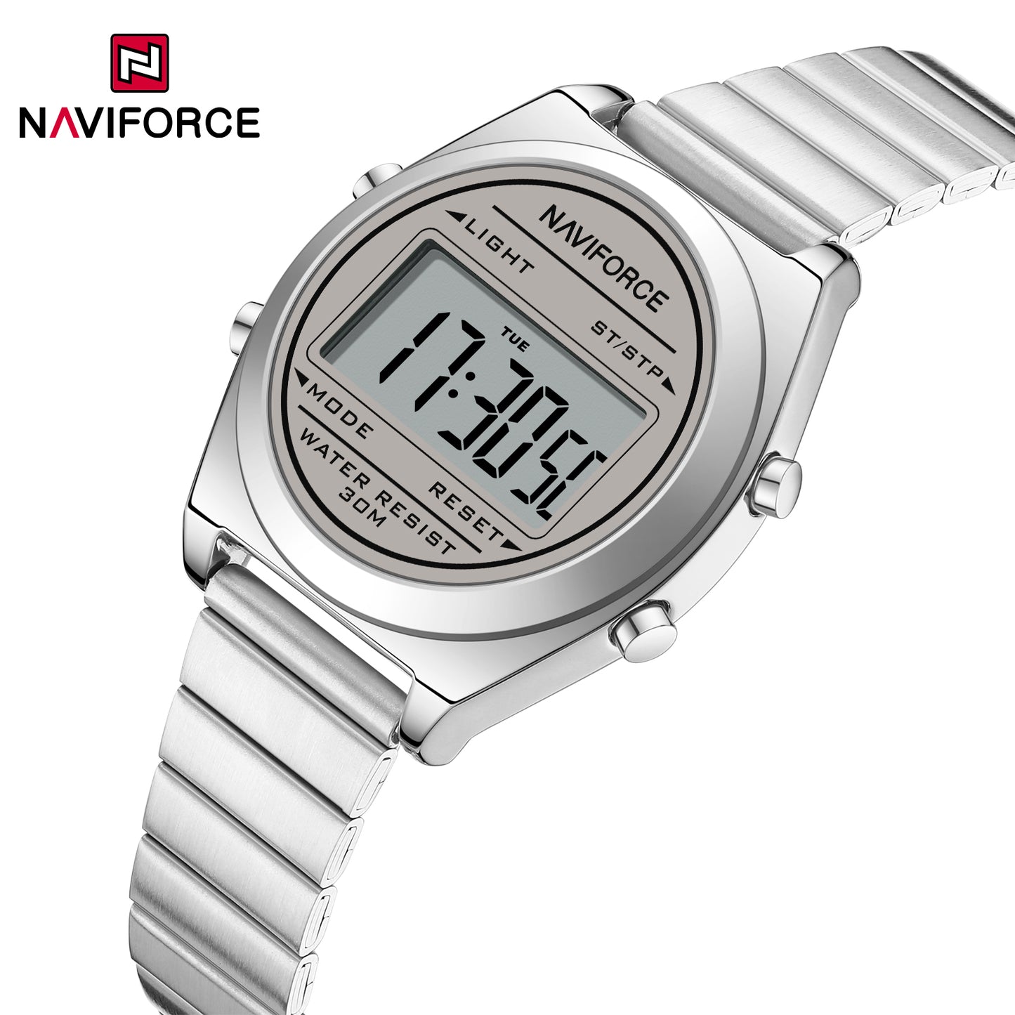 Naviforce 5066 Haute Digital Women Watch - Silver