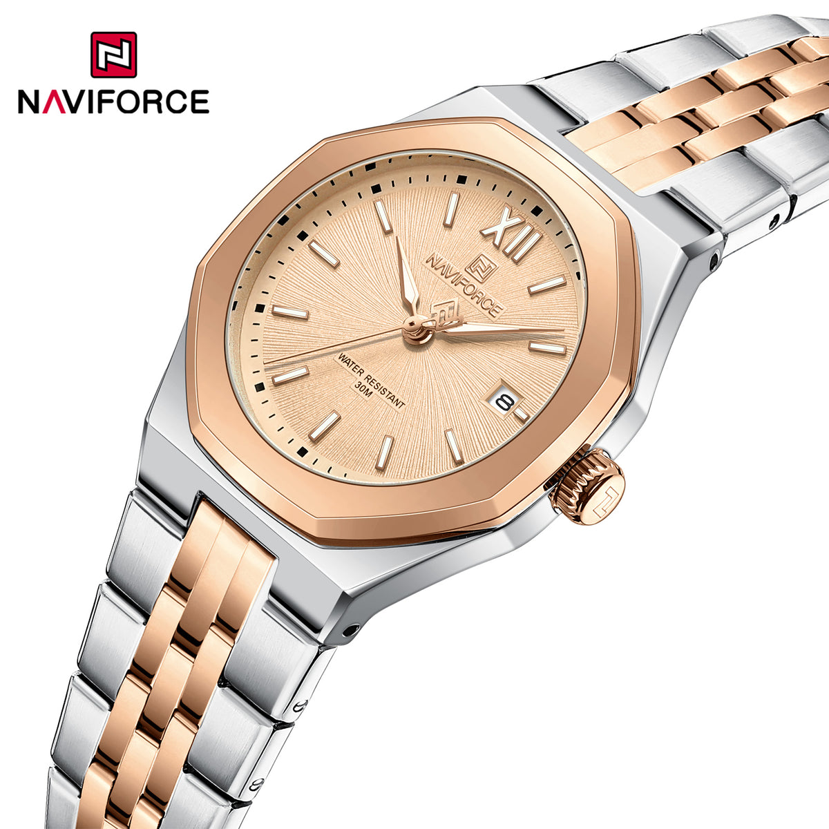 Naviforce 5078 Radiant Luxe Women Watch - Silver RoseGold