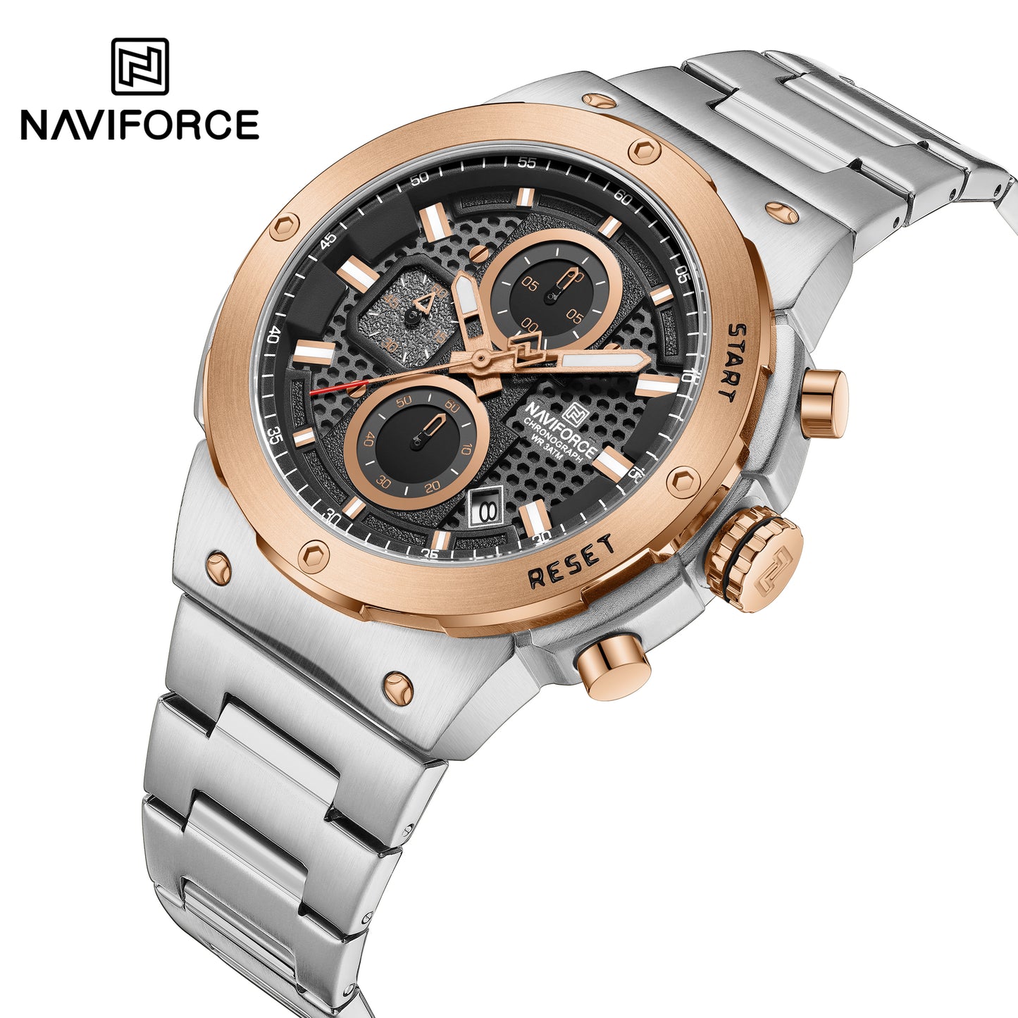 Naviforce NF8072 Chromium Men Watch - Silver RoseGold