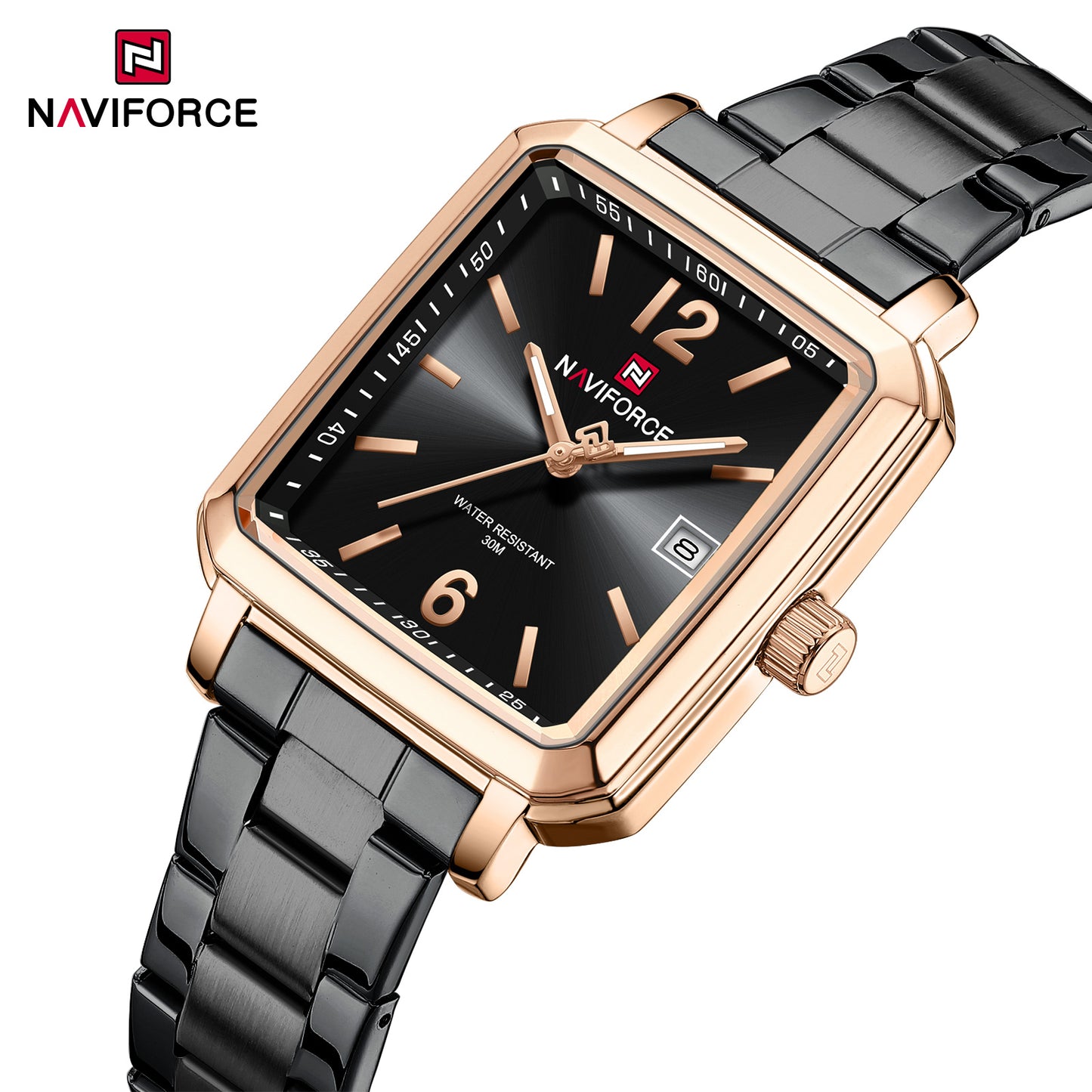 Naviforce 9252 Duet Classic Couples Watch - Black RoseGold