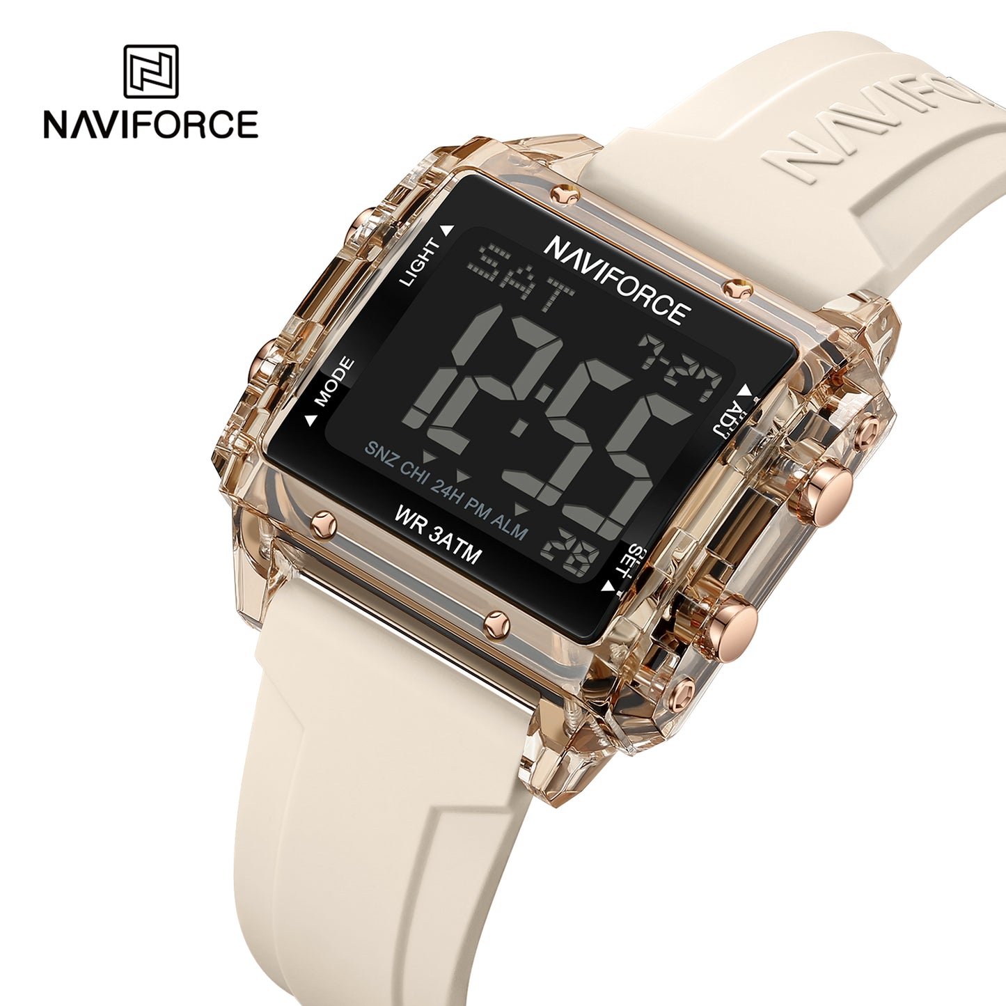 Naviforce 7101 Belladonna Silicone Women Watch - Beige RoseGold