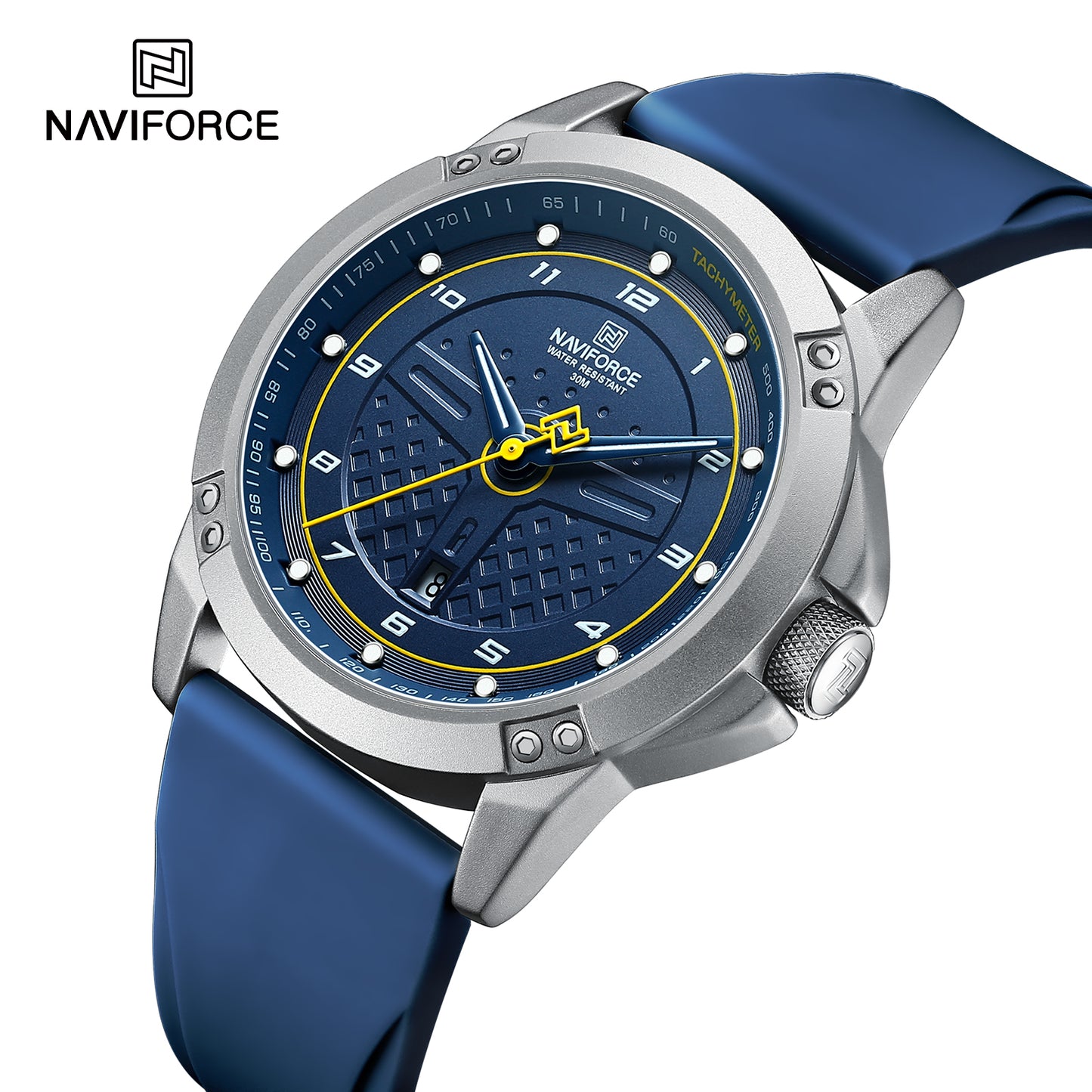 Naviforce 8031 Trendy Men Silicon Watch - Blue