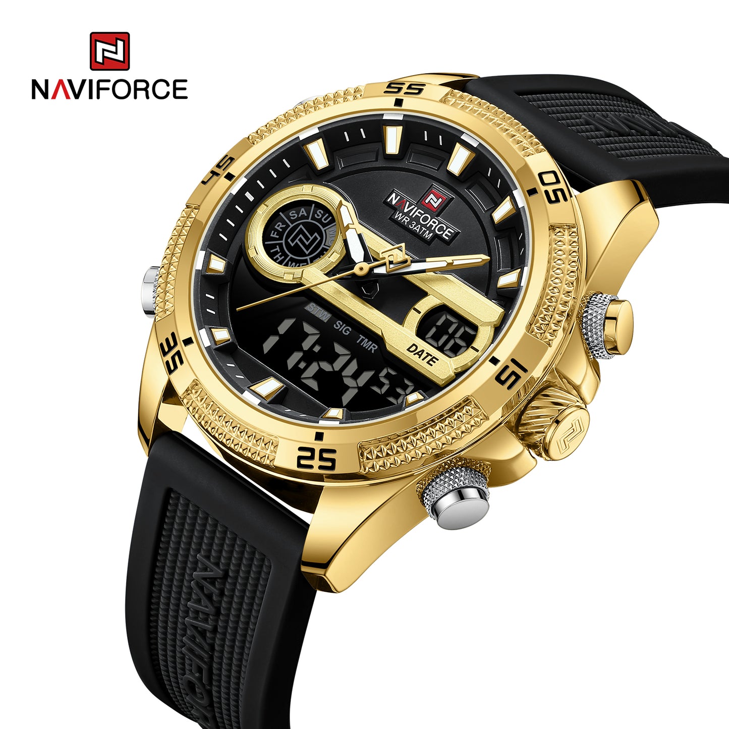 Naviforce 9223 Starfire Premium Men Watch - BlackGold