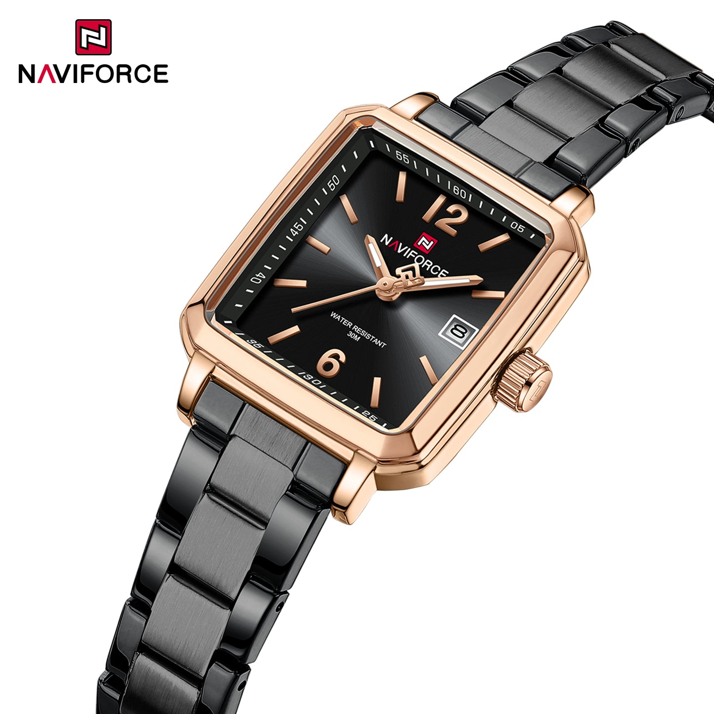 Naviforce 9252 Duet Classic Couples Watch - Black RoseGold