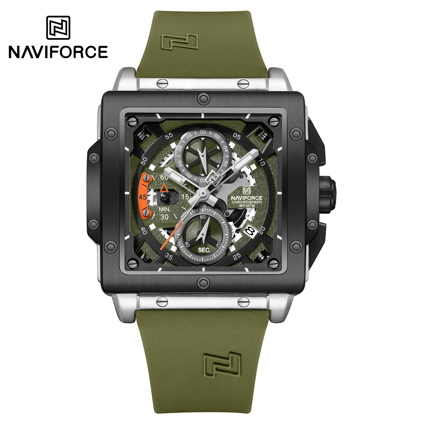 Naviforce 8064 Square Chrono Men Watch - Green