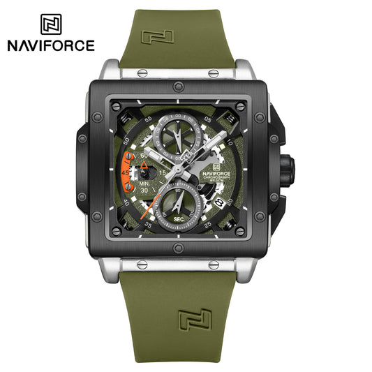 Naviforce 8064 Square Chrono Men Watch - Green