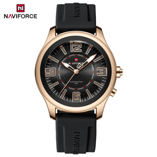 Naviforce 9256 Duotime Couple Watch - Black RoseGold
