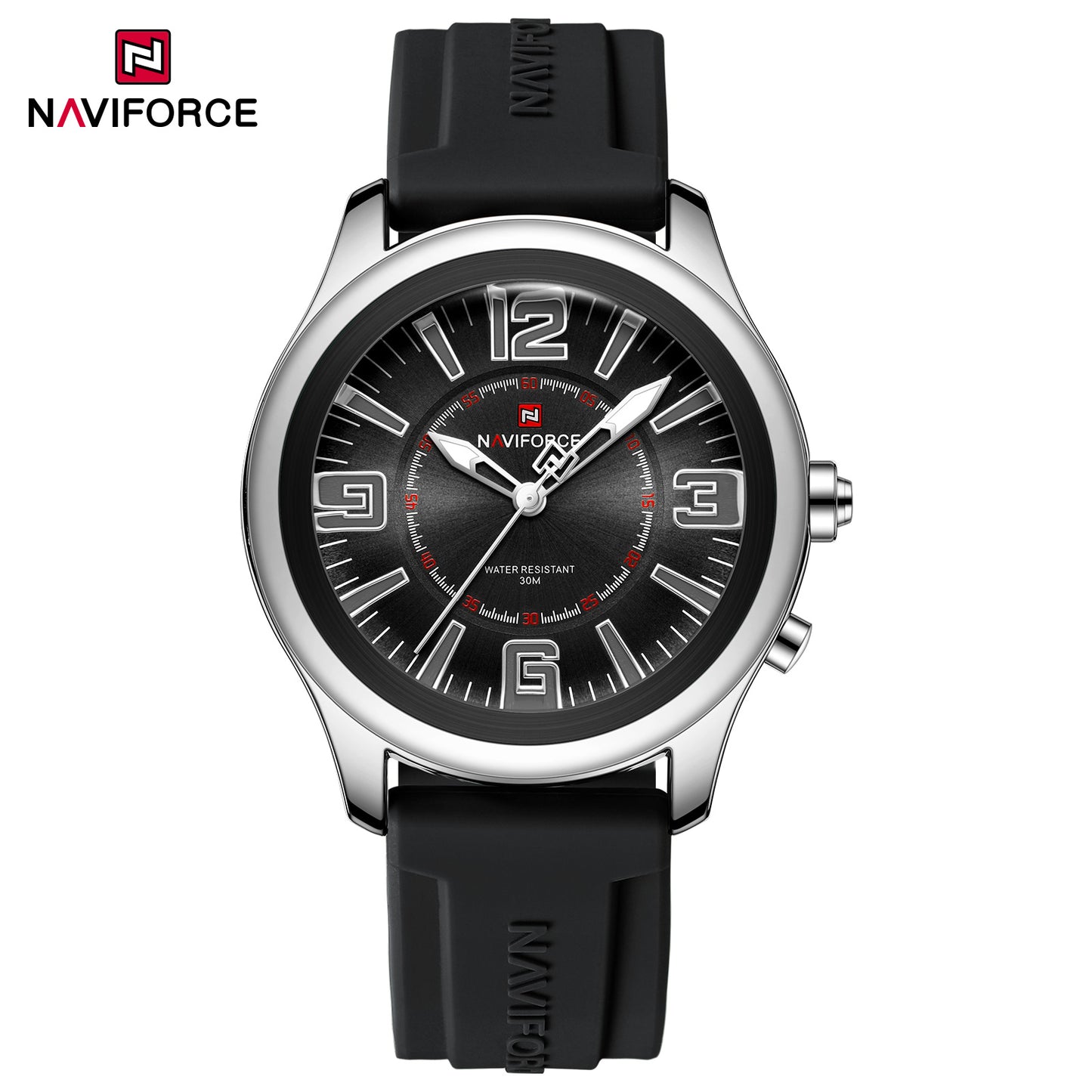 Naviforce 9256 Duotime Couple Watch - Silver Black