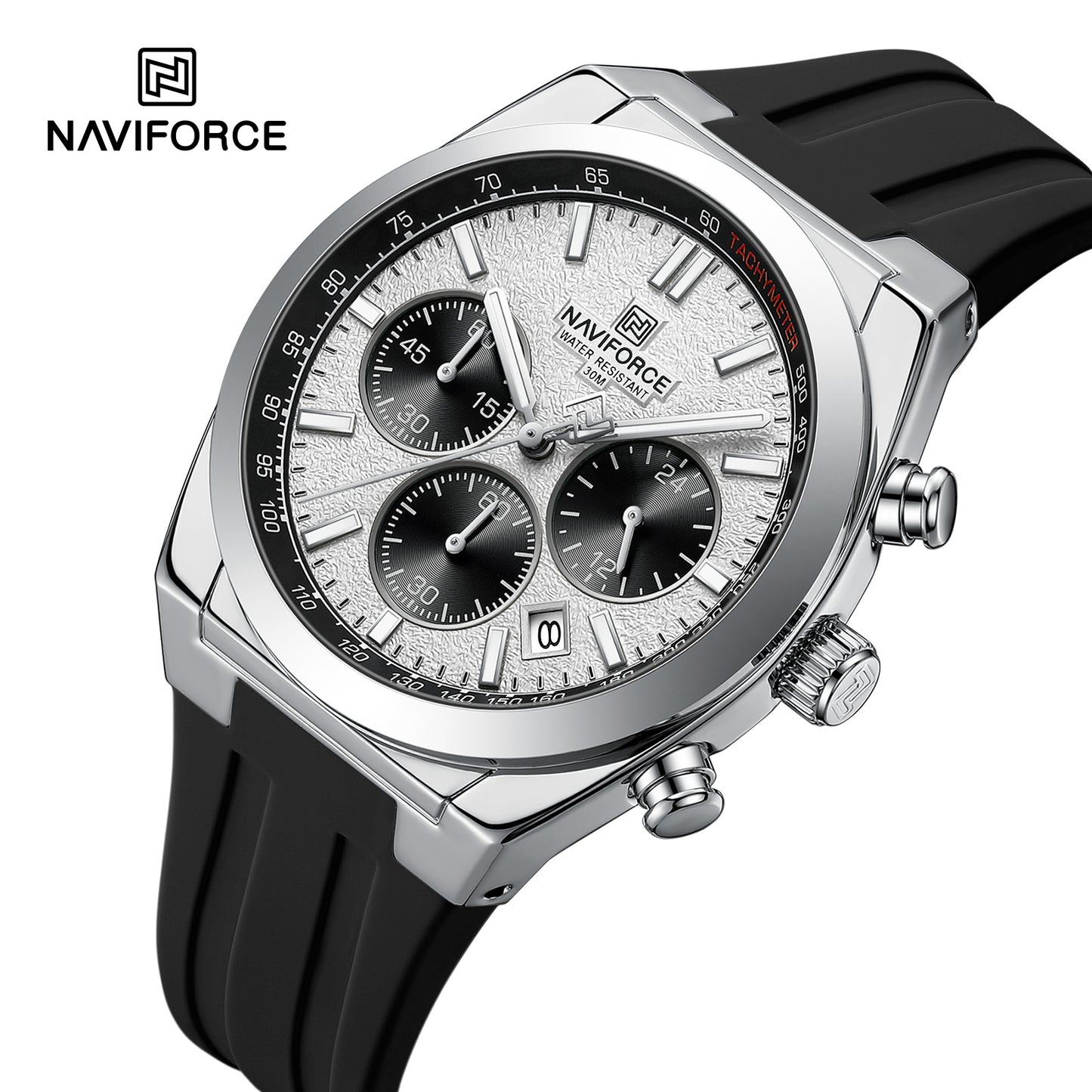 Naviforce 8080 Elite Men Watch - Silver Black