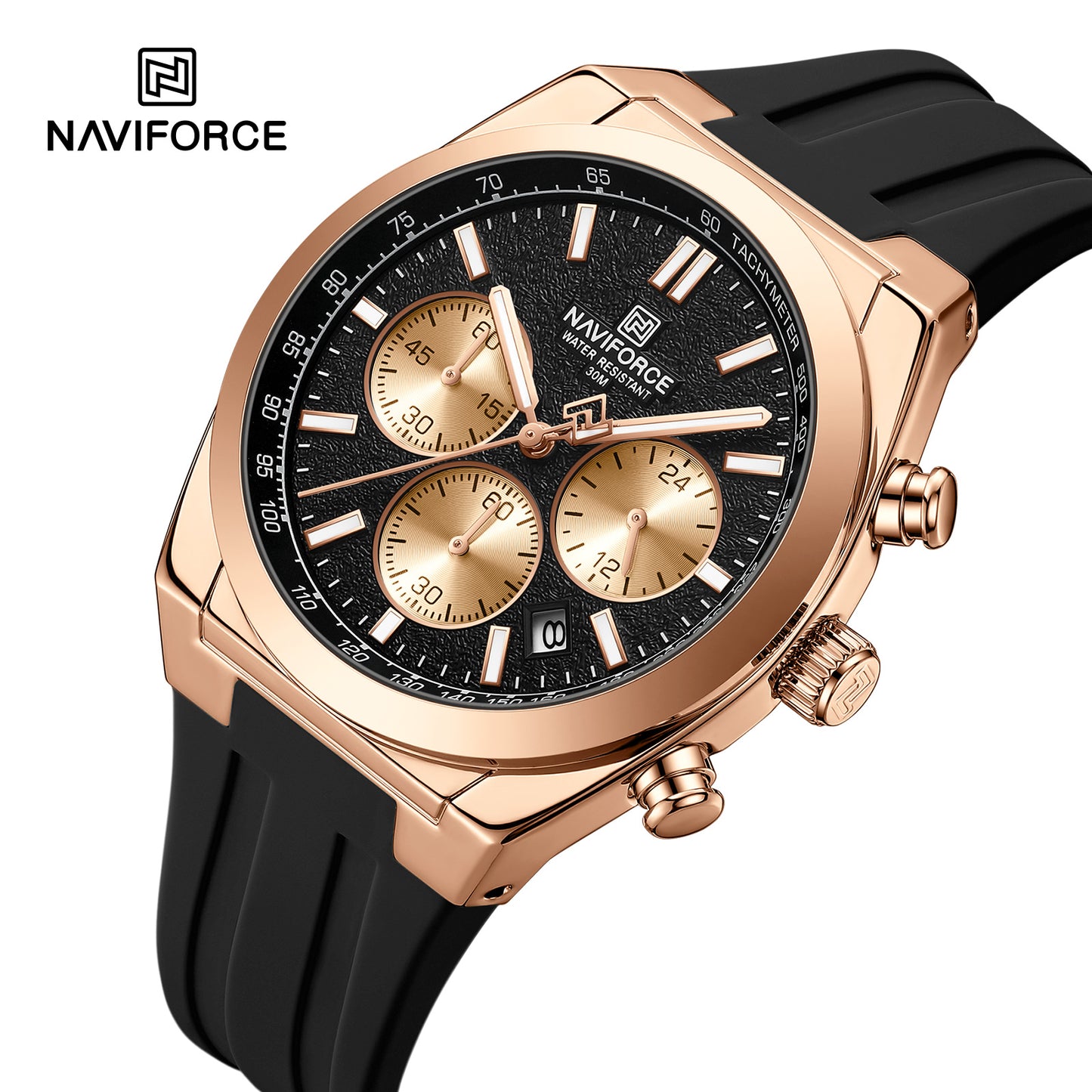 Naviforce 8080 Elite Men Watch - RoseGold Black