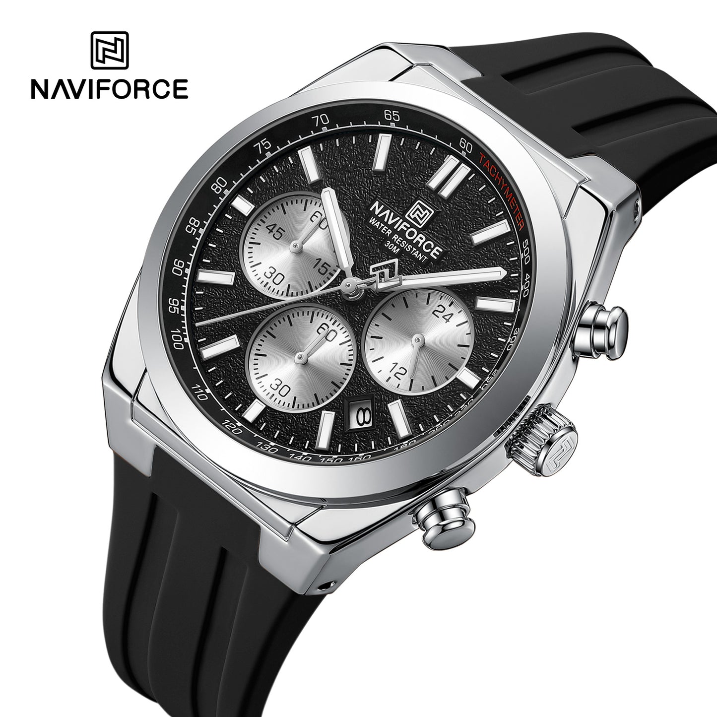 Naviforce 8080 Elite Men Watch - Black Silver