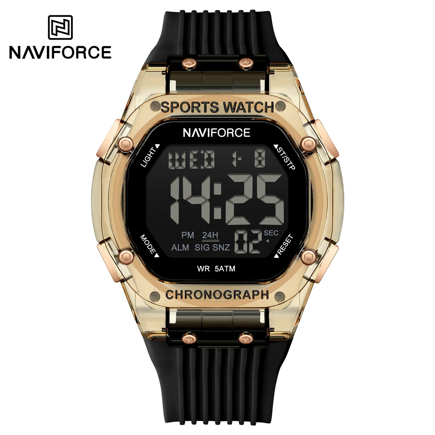 Naviforce 7113 Prime Digital Men Watch - Black Gold