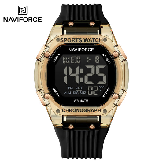 Naviforce 7113 Prime Digital Men Watch - Black Gold