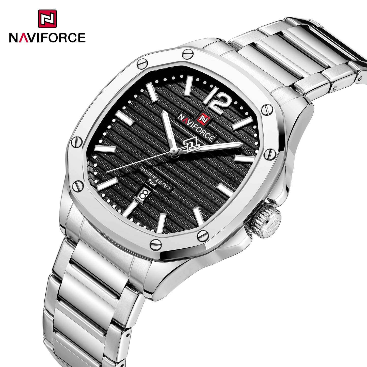 Naviforce 9243S Pantom Men Watch - Silver Black