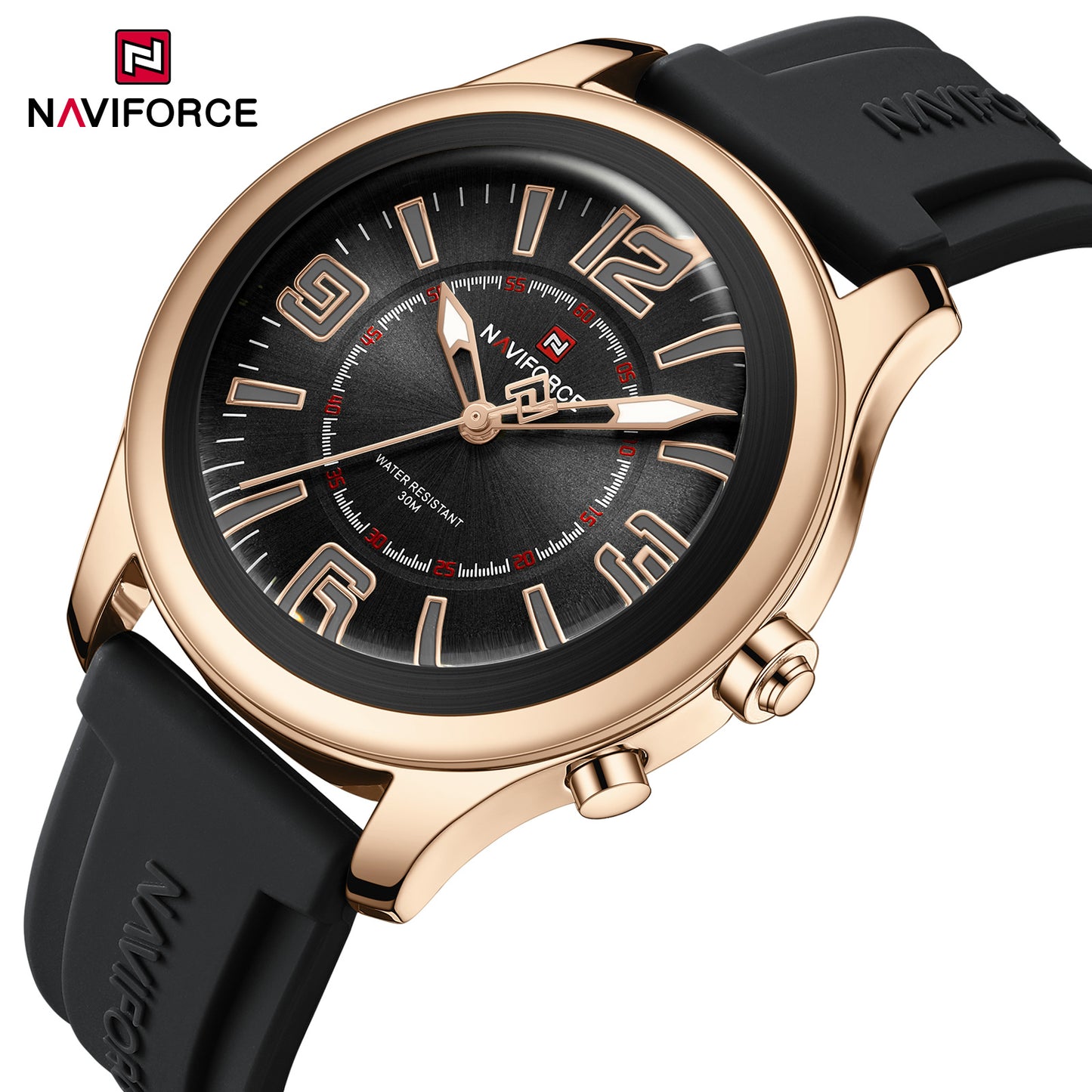 Naviforce 9256 Duotime Couple Watch - Black RoseGold