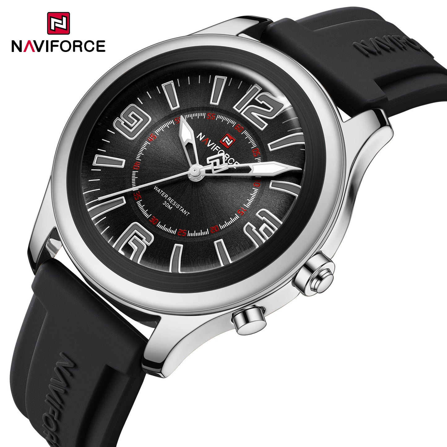 Naviforce 9256 Duotime Couple Watch - Silver Black