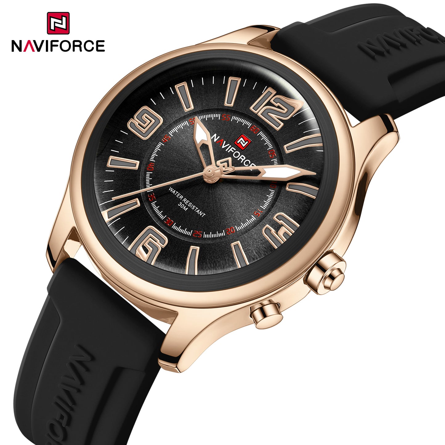 Naviforce 9256 Duotime Couple Watch - Black RoseGold