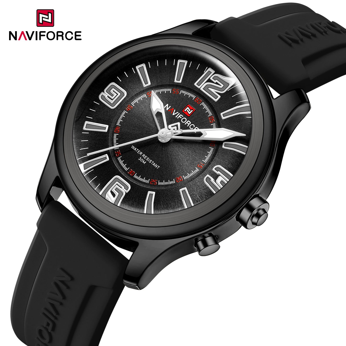 Naviforce 9256 Duotime Couple Watch - Black