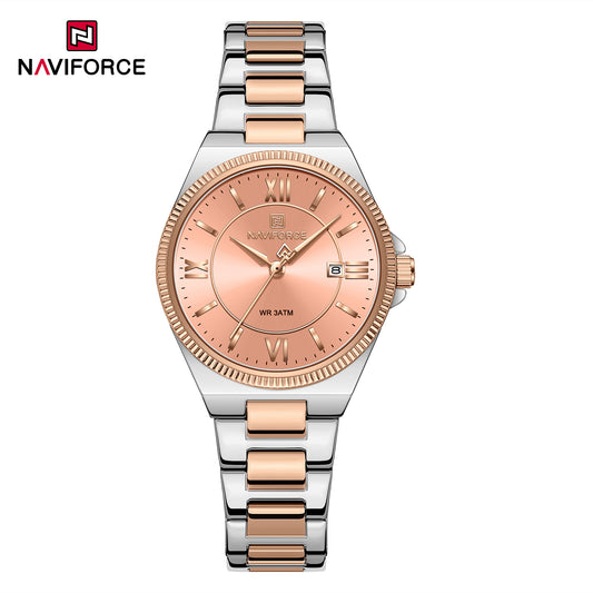 Naviforce 5073 Eva Women Watch -Silver-RoseGold Peach