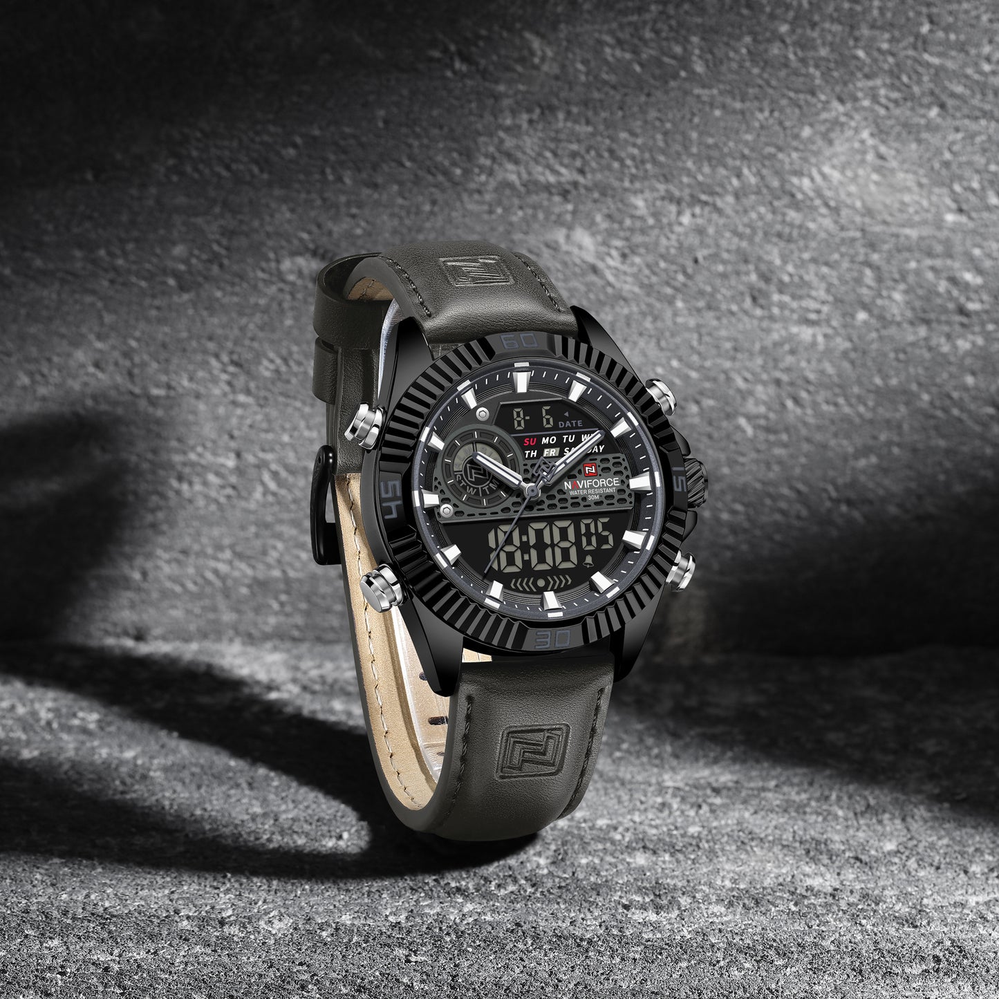 Naviforce 9262L Voyager Men Leather Watch - Grey