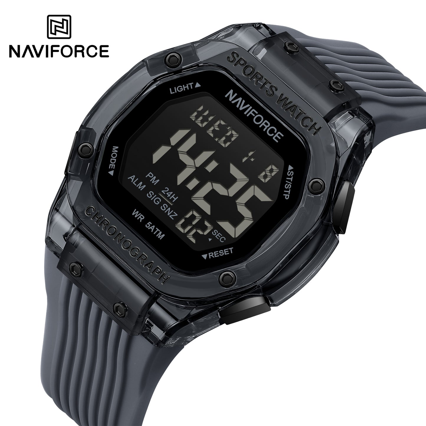 Naviforce 7113 Prime Digital Men Watch - Dark Grey