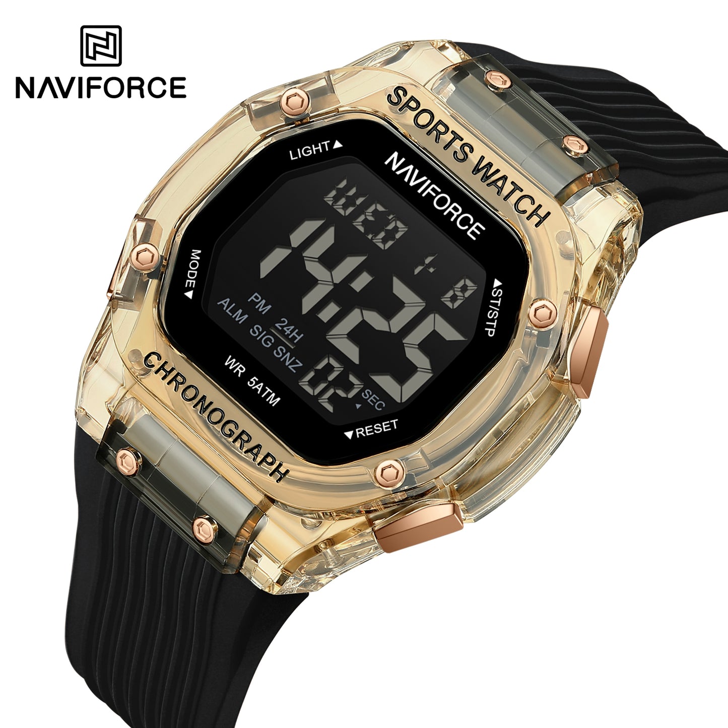 Naviforce 7113 Prime Digital Men Watch - Black Gold