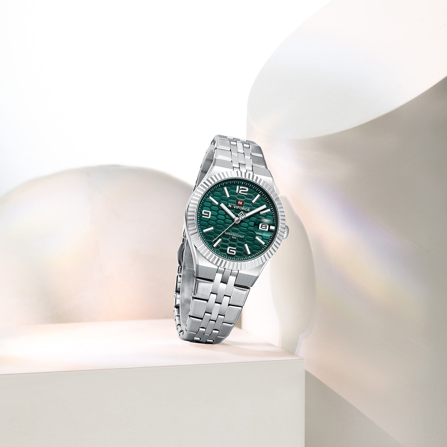 Naviforce 5079 Lotus Woman Watch - Silver-Green