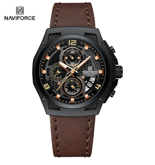 Naviforce 8051L Sentry Leather Watch -  Brown Black