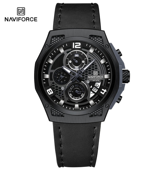 Naviforce 8051L Sentry Leather Watch - Black