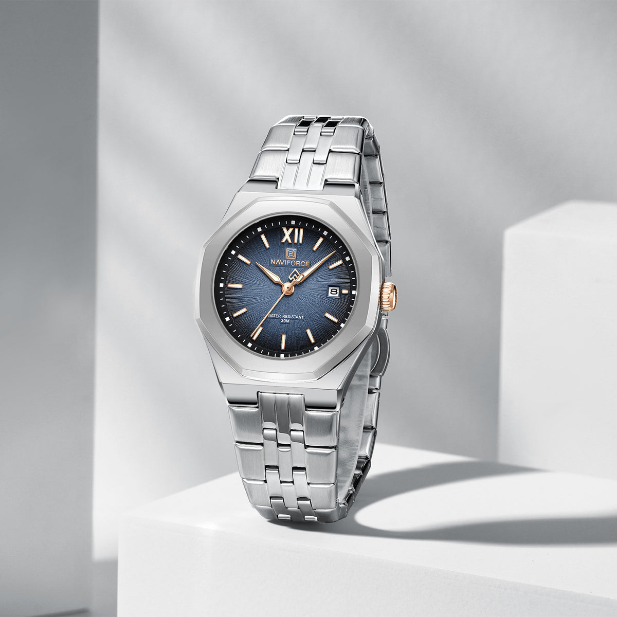 Naviforce 5078 Radiant Luxe Women Watch - Silver Blue