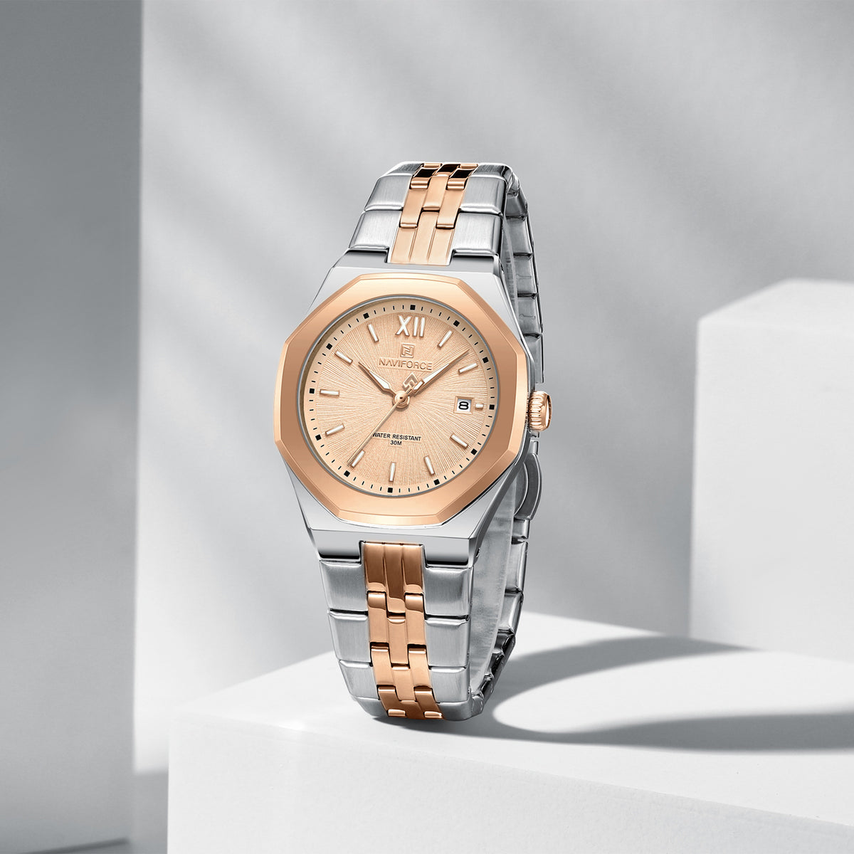 Naviforce 5078 Radiant Luxe Women Watch - Silver RoseGold