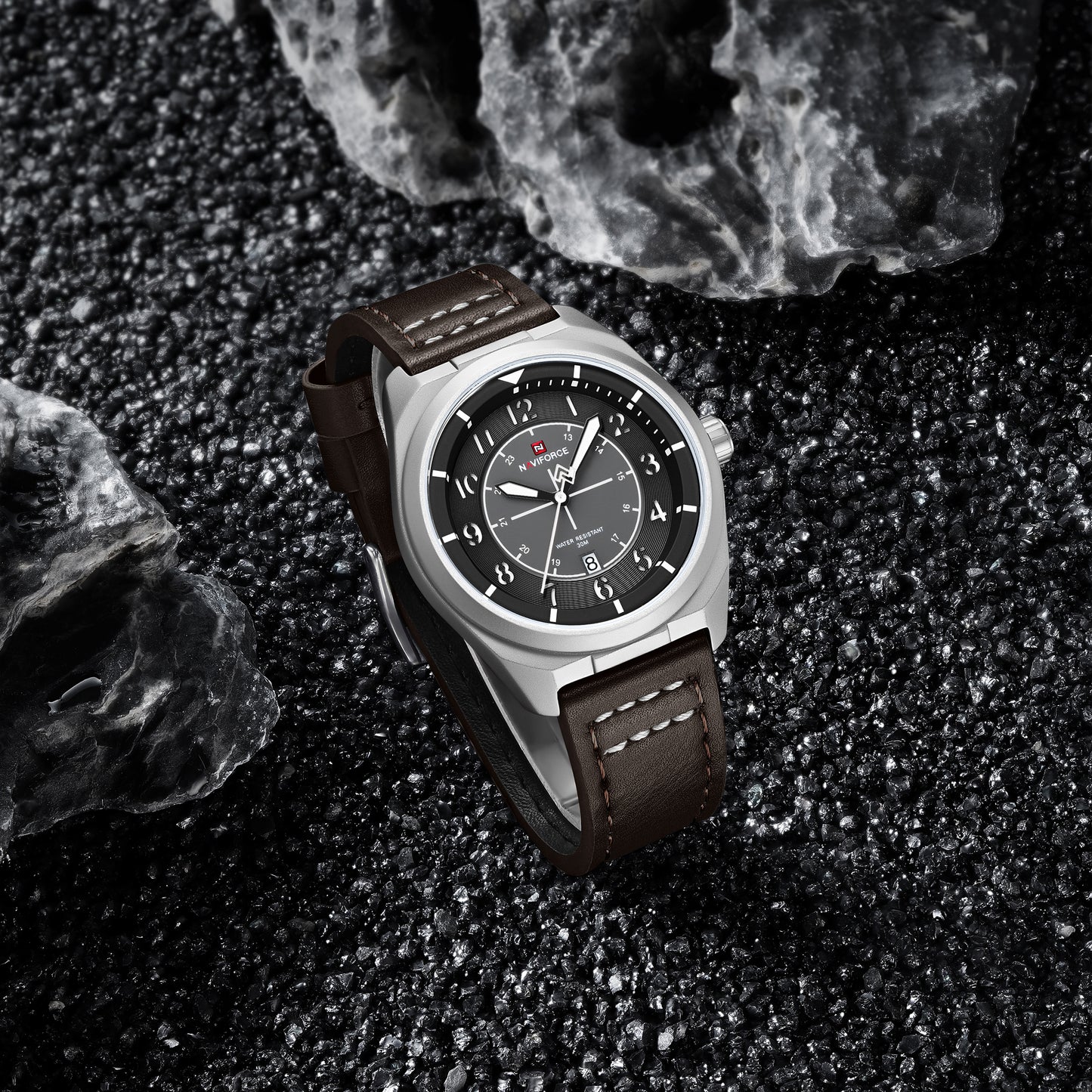 Naviforce 9281L Gambit Men Watch - Silver Brown