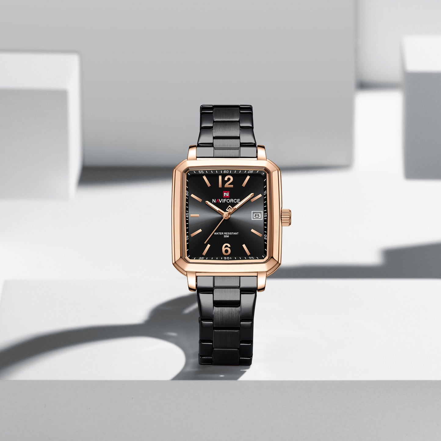 Naviforce 9252 Duet Classic Couples Watch - Black RoseGold