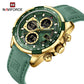 Naviforce 9197 Electron Men Leather Watch - Gold Green