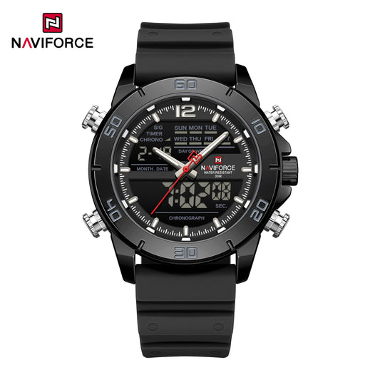 Naviforce 9253T Alexander Men Silicone Watch - Black