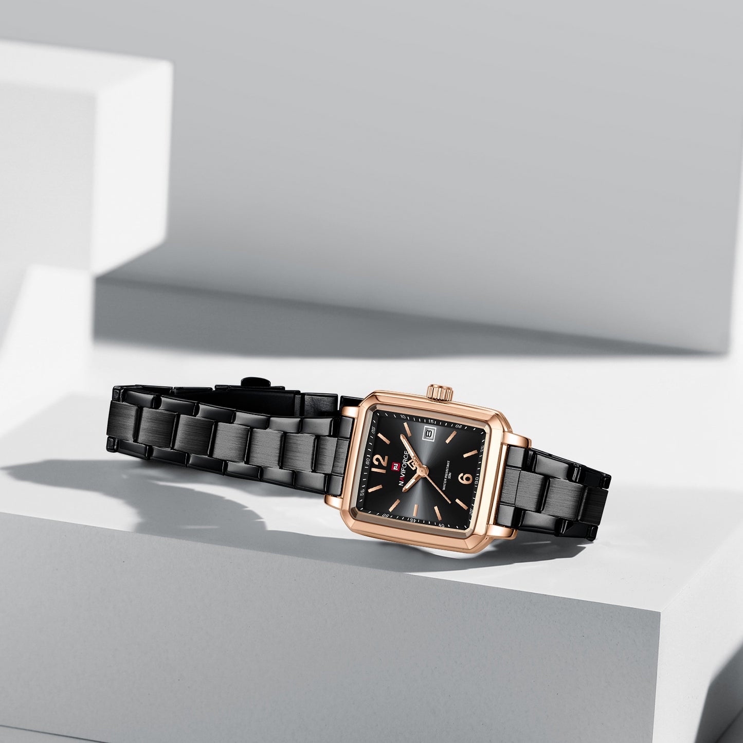 Naviforce 9252 Duet Classic Couples Watch - Black RoseGold